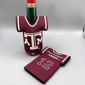 Qty 2 Texas A&M Aggies Koozie Jersey 2-Sided #12 Beverage Beer Drink NCAA Coozie